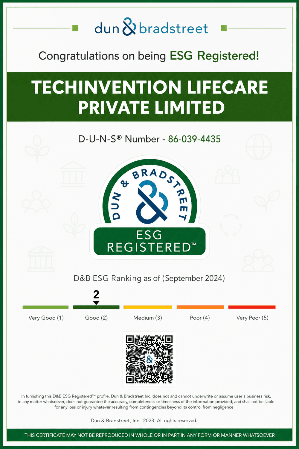 ESG Certification from Dun & Bradstreet